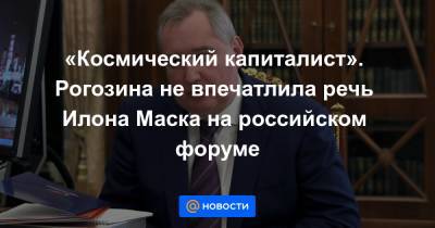 «Космический капиталист». Рогозина не впечатлила речь Илона Маска на российском форуме