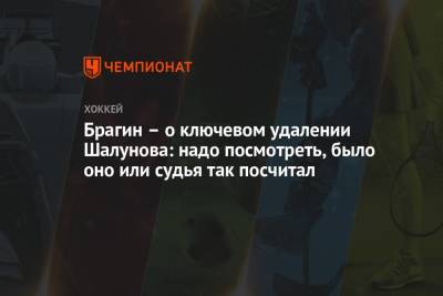 Брагин – о ключевом удалении Шалунова: надо посмотреть, было оно или судья так посчитал