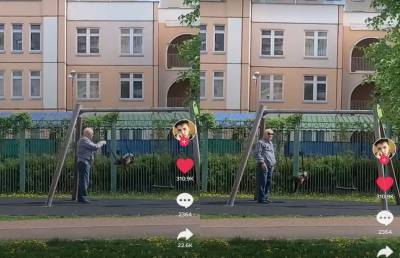 Дедушка в Москве вывел на прогулку своего кота и начал качать его на качели. Видео до слёз рассмешило Сеть