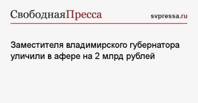 Заместителя владимирского губернатора уличили в афере на 2 млрд рублей