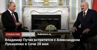 Владимир Путин встретится с Александром Лукашенко в Сочи 28 мая