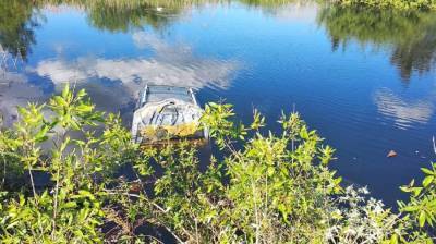Автомобиль утонул в борском болоте