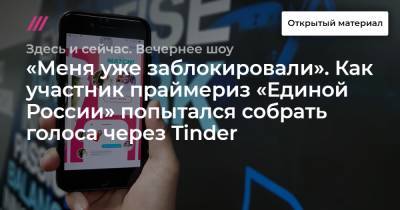 «Меня уже заблокировали». Как участник праймериз «Единой России» попытался собрать голоса через Tinder