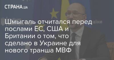 Шмыгаль отчитался перед послами ЕС, США и Британии о том, что сделано в Украине для нового транша МВФ