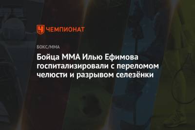 Бойца ММА Илью Ефимова госпитализировали с переломом челюсти и разрывом селезёнки