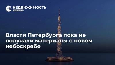Власти Петербурга пока не получали материалы о новом небоскребе