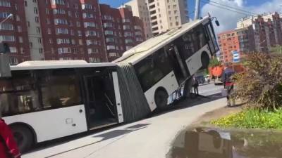 В Петербурге автобус заехал на столб: пострадали пять человек