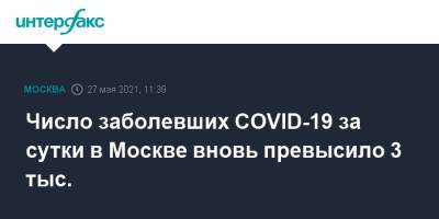 Число заболевших COVID-19 за сутки в Москве вновь превысило 3 тыс.