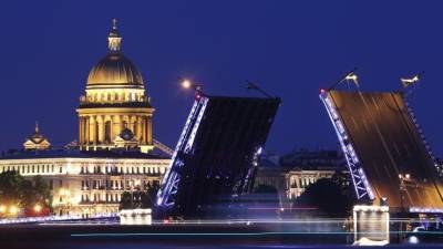 Дворцовый мост в Петербурге подсветили триколором РФ в День города — видео