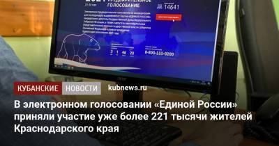 В электронном голосовании «Единой России» приняли участие уже более 221 тысячи жителей Краснодарского края
