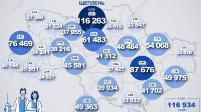 Карта вакцинации: ситуация в областях Украины на 28 мая