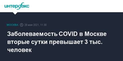 Заболеваемость COVID в Москве вторые сутки превышает 3 тыс. человек