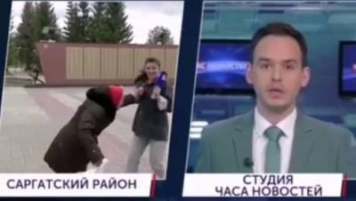 На омскую журналистку во время прямого эфира напала агрессивная бабушка