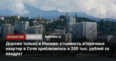 Дороже только в Москве: стоимость вторичных квартир в Сочи приблизилась к 200 тыс. рублей за квадрат
