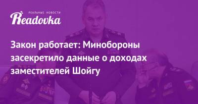 Закон работает: Минобороны засекретило данные о доходах заместителей Шойгу