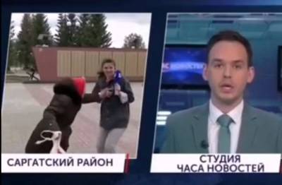 В Омске на журналистку во время прямого эфира напала пожилая женщина