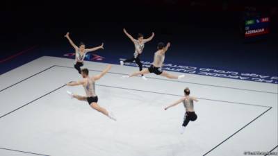 Азербайджанская команда вышла в финал чемпионата мира по аэробной гимнастике в Баку (ФОТО)