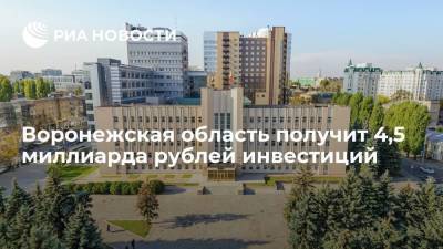 Воронежская область получит 4,5 миллиарда рублей инвестиций