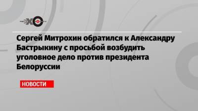 Сергей Митрохин обратился к Александру Бастрыкину с просьбой возбудить уголовное дело против президента Белоруссии