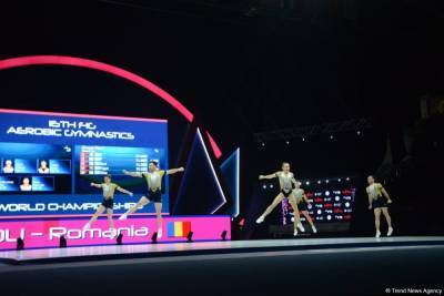 Золотую медаль ЧМ по аэробной гимнастике в Баку среди групп завоевала команда Румынии (ФОТО)