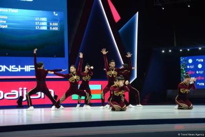 Команда Азербайджана заняла первое место на ЧМ по аэробной гимнастике в Баку в программе аэродэнс (ФОТО)