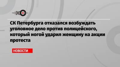 СК Петербурга отказался возбуждать уголовное дело против полицейского, который ногой ударил женщину на акции протеста