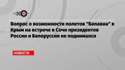 Вопрос о возможности полетов «Белавиа» в Крым на встрече в Сочи президентов России и Белоруссии не поднимался