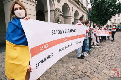 Фотофакт. Акция солидарности с Беларусью прошла в Львове