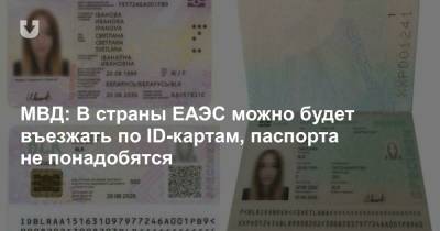 МВД: В страны ЕАЭС можно будет въезжать по ID-картам, паспорта не понадобятся