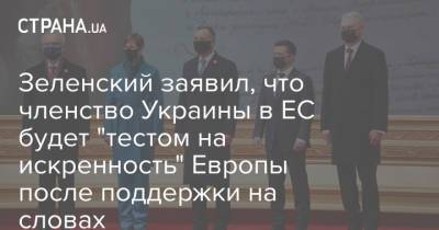 Зеленский заявил, что членство Украины в ЕС будет "тестом на искренность" Европы после поддержки на словах