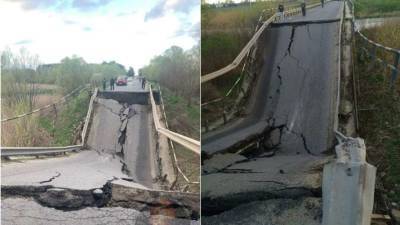 На трассе Луцк – Львов обрушился мост, движение заблокировано(фото, видео)