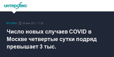 Число новых случаев COVID в Москве четвертые сутки подряд превышает 3 тыс.