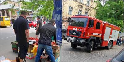 В Одессе на улице Новосельского сотрудник ГСЧС ехал с сиреной на базар за клубникой - фото - ТЕЛЕГРАФ