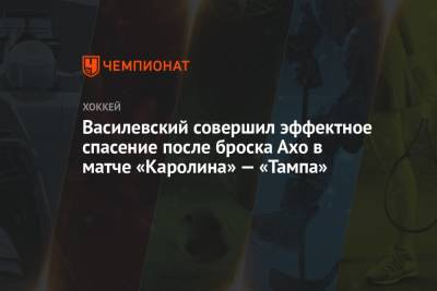 Василевский совершил эффектное спасение после броска Ахо в матче «Каролина» — «Тампа»