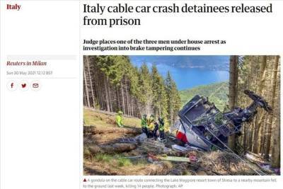 Обвиняемых в смертельном крушении на канатной дороге в Италии отпустили из тюрьмы