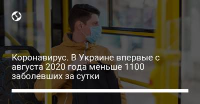 Коронавирус. В Украине впервые с августа 2020 года меньше 1100 заболевших за сутки