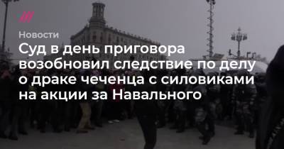 Суд в день приговора возобновил следствие по делу о драке чеченца с силовиками на акции за Навального