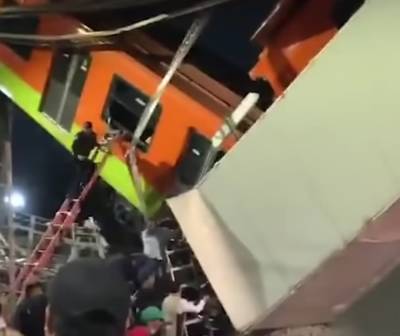 В Мексике упал мост вместе с поездом метро: есть много погибших и раненых, – видео