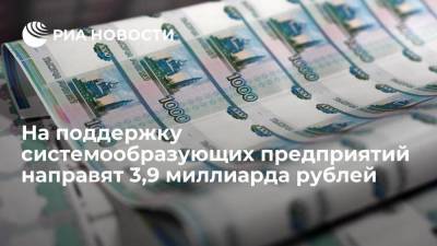 На поддержку системообразующих предприятий направят 3,9 миллиарда рублей