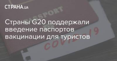 Страны G20 поддержали введение паспортов вакцинации для туристов