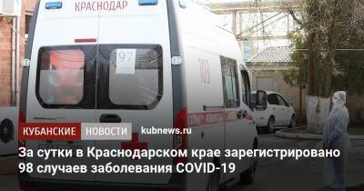 За сутки в Краснодарском крае зарегистрировано 98 случаев заболевания COVID-19
