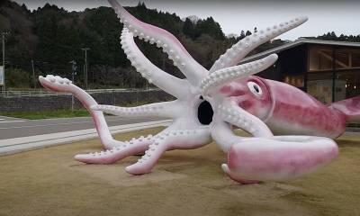 Японский город потратил миллионы из «коронавирусных денег» на гигантскую скульптуру кальмара