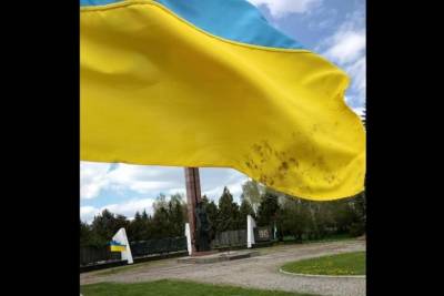 В Винницкой области мужчина вытер грязные руки об государственный флаг