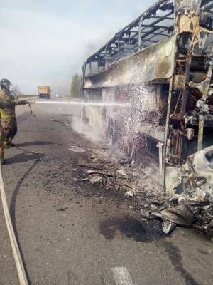 На трассе «Киев-Одесса» сгорел пассажирский автобус
