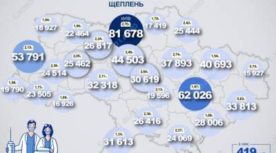 Карта вакцинации: ситуация в областях Украины на 6 мая