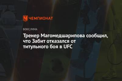 Тренер Магомедшарипова сообщил, что Забит отказался от титульного боя в UFC