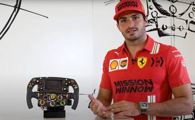Видео: Карлос Сайнс рассказывает про руль Ferrari SF21