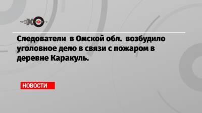 Следователи в Омской обл. возбудило уголовное дело в связи с пожаром в деревне Каракуль.