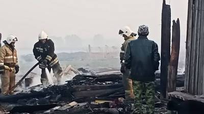 Огонь почти полностью уничтожил деревню в Омской области