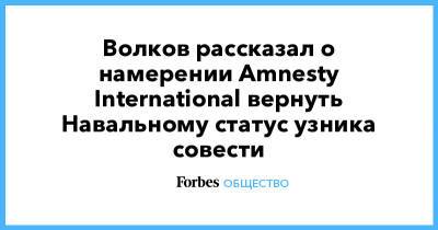 Волков рассказал о намерении Amnesty International вернуть Навальному статус узника совести
